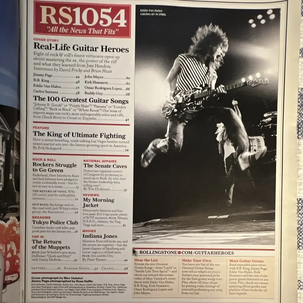 Rolling Stone Magazine June 2008 Issue 1054 RS1054 100 Greatest Guitar Songs